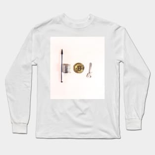 Bitcoin coin and blockchain. Concept of mining business, wealth, miner, cryptocurrency, success Long Sleeve T-Shirt